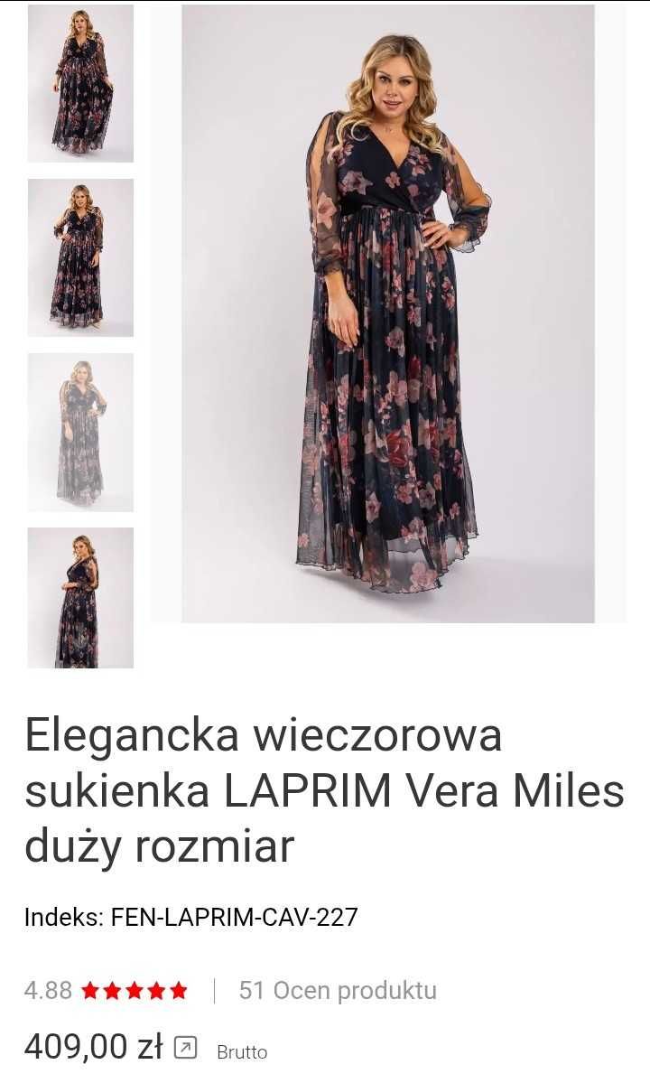 Suknia maxi plus size xl xxl wieczorowa, elegancka, zwiewna  jak nowa