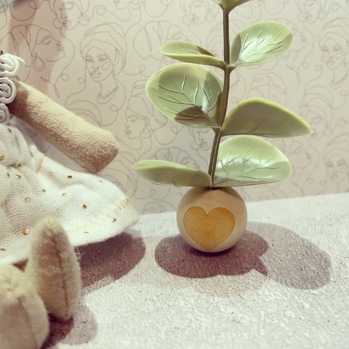 Kwiatek roślinka myszki mailg do domku barbie serce zabawka doniczka