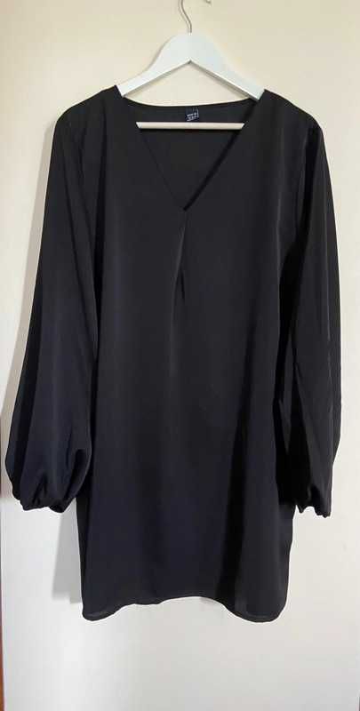 Czarna sukienka 44/46/48 – elegancka tunika, oversize, wieczorowa