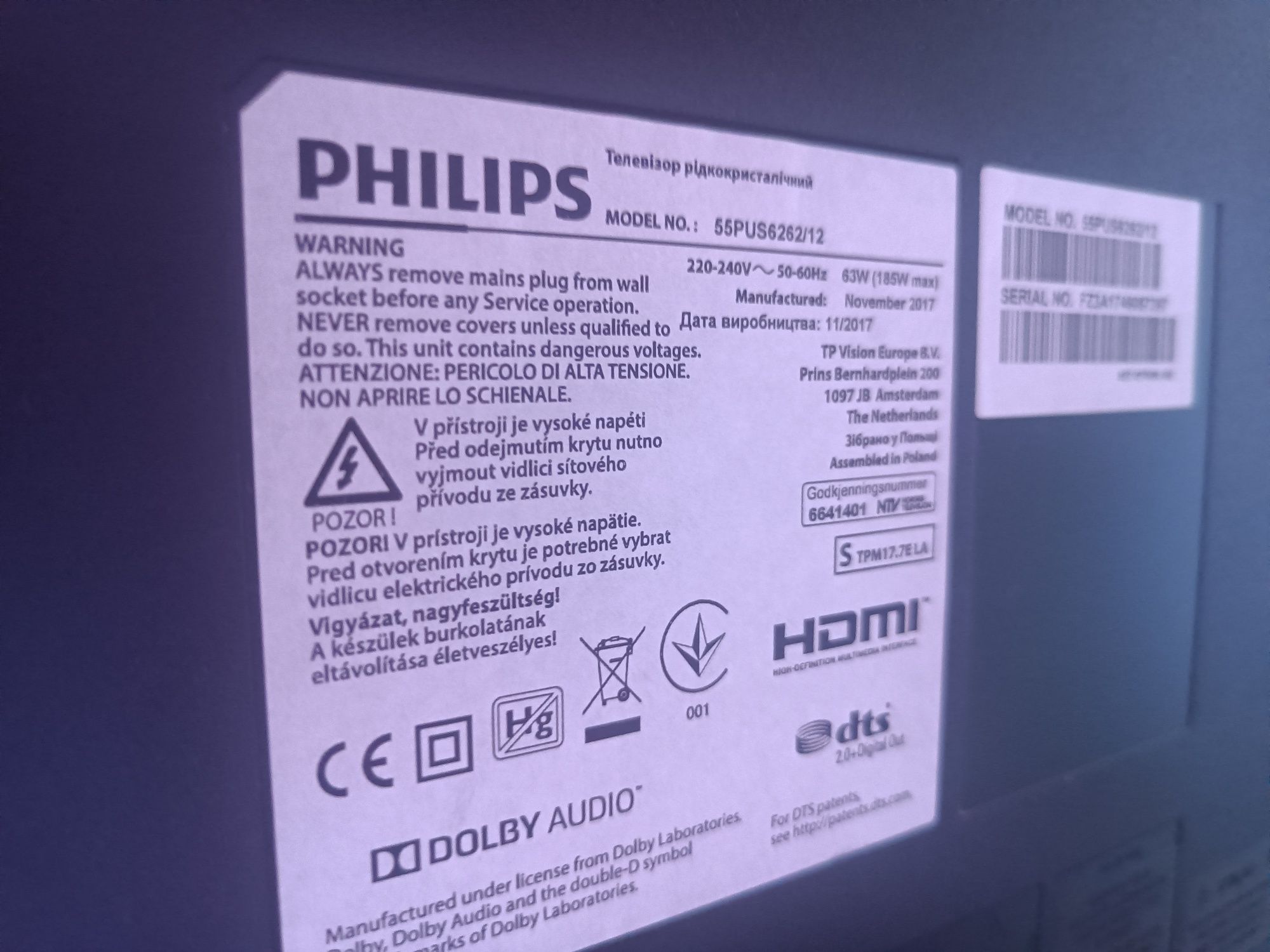 Telewizor Philips 55PUS6262 dwustronny ambilight sprawny