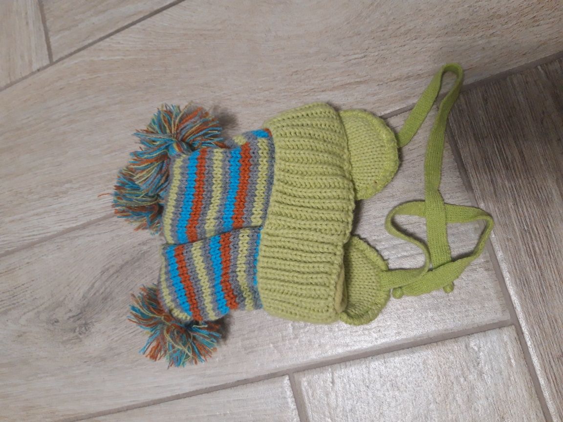 Czapka zimowa chłopięca niemowlęca 44cm plus rękawiczki