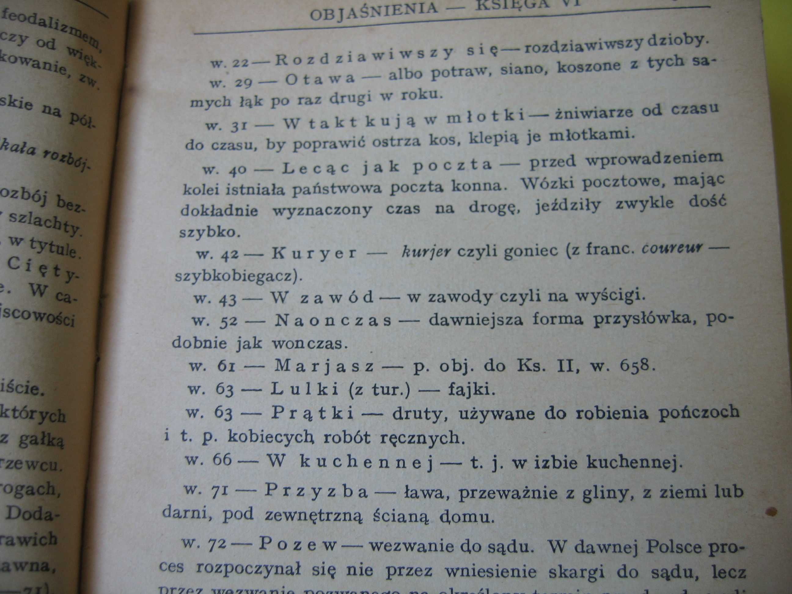 2szt Pan Tadeusz + Pan Tadeusz Objaśnienia i przypisy - 1968 rok