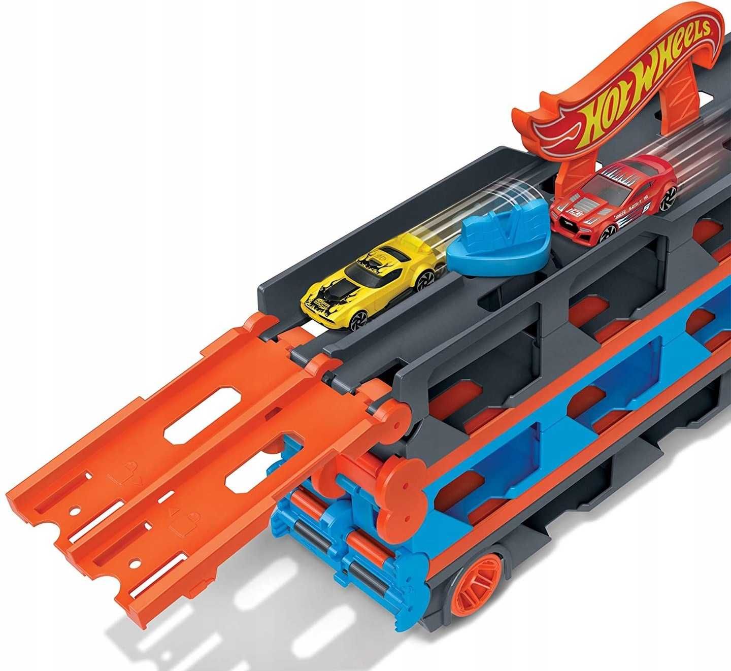 hot wheels transporter zestaw dla dzieci 2w1 tor wyścigowy mattel city