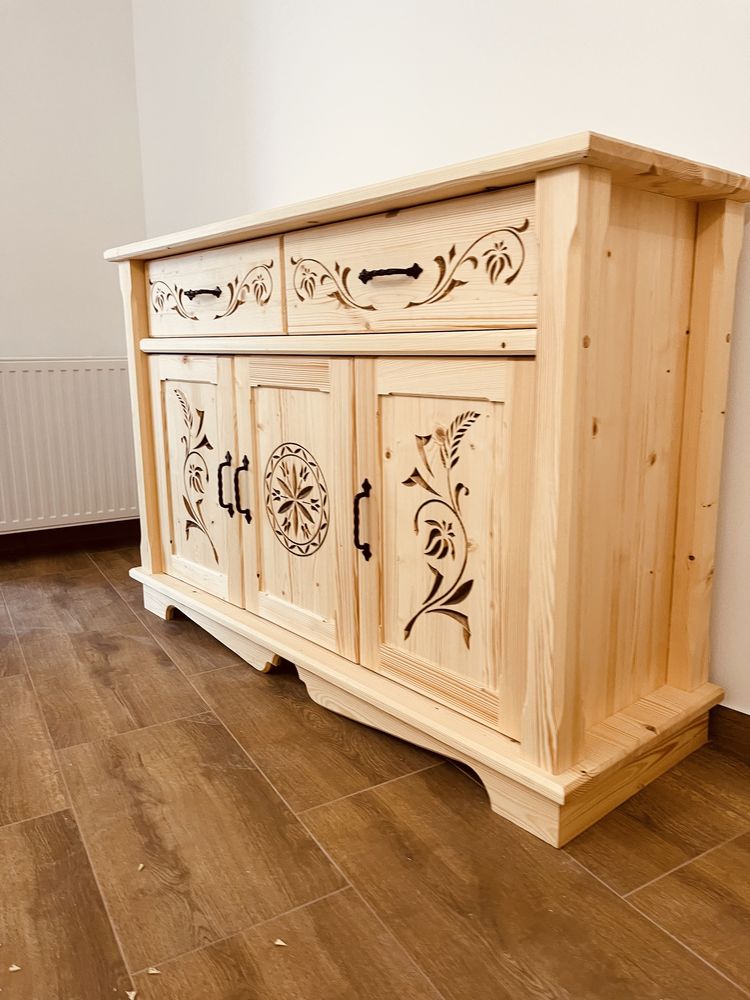 Komoda drewniana góralska lite drewno