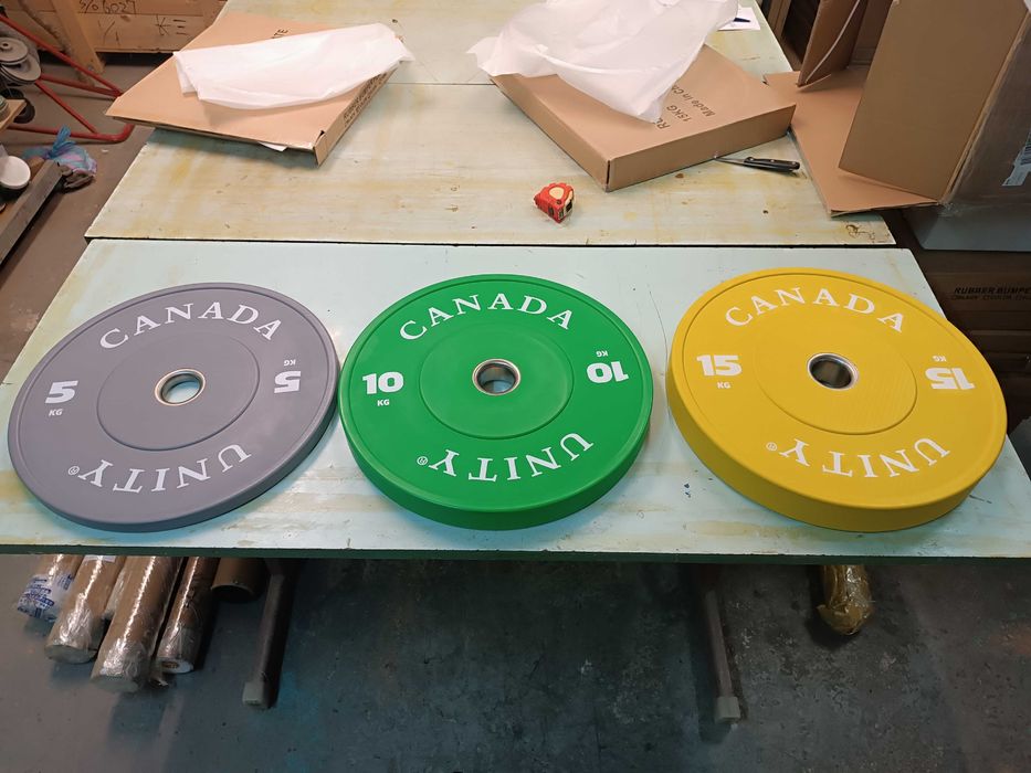 Диски бамперные для штанги для кроссфита и тяжёлой атлетики.