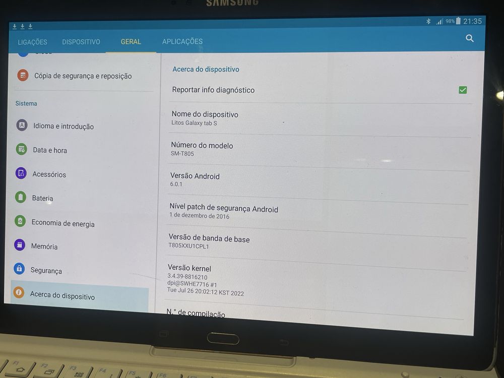 Samsung Tab S mais Teclado braco