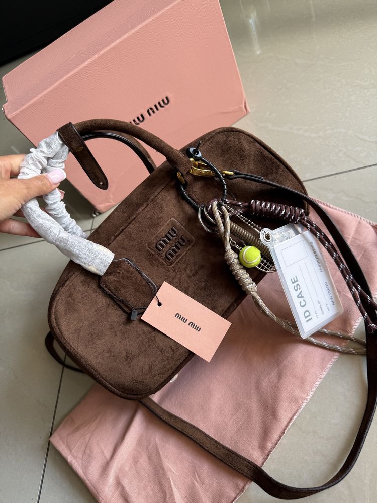 Miu Miu Arcadie suede bag torbeka skora zamszowa brazowa
