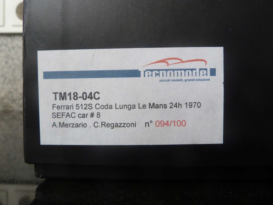 1:18 Tecnomodel, Ferrari 512S, Regazzoni, LeMans 70 AutoArt Minichamps