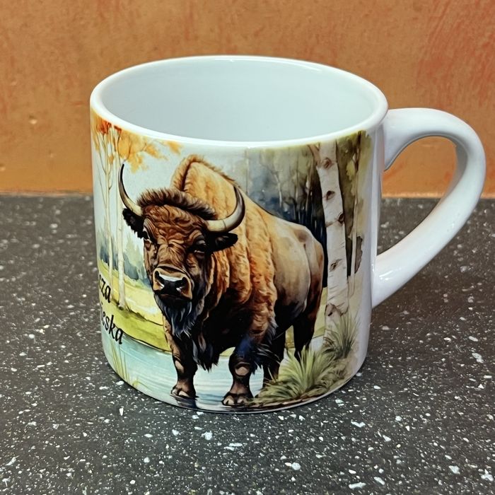 mały kubek ceramiczny z Żubrem 200 ml Puszcza Białowieska Żubr