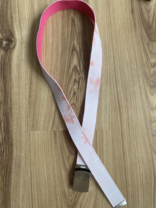 pasek do spodni bialy rozowy vintage