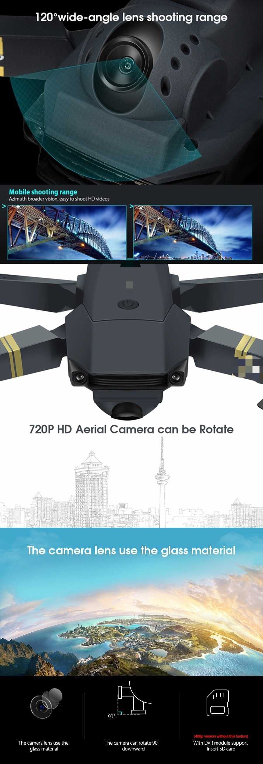 Drone com camara 1080p HD WIFI Quadcopter BATERIAS EXTRA NOVO