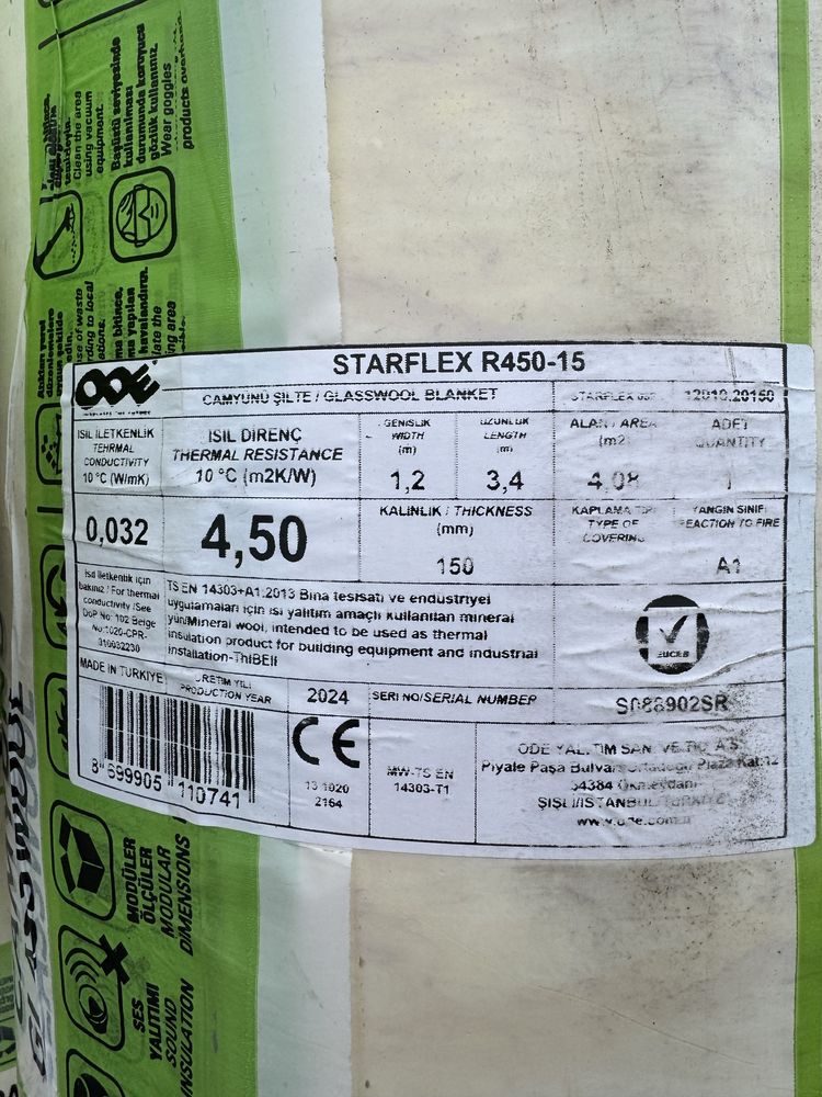 Wełna szklana żółta Starflex grubość 10 cm lambda 0,032 ODE premium