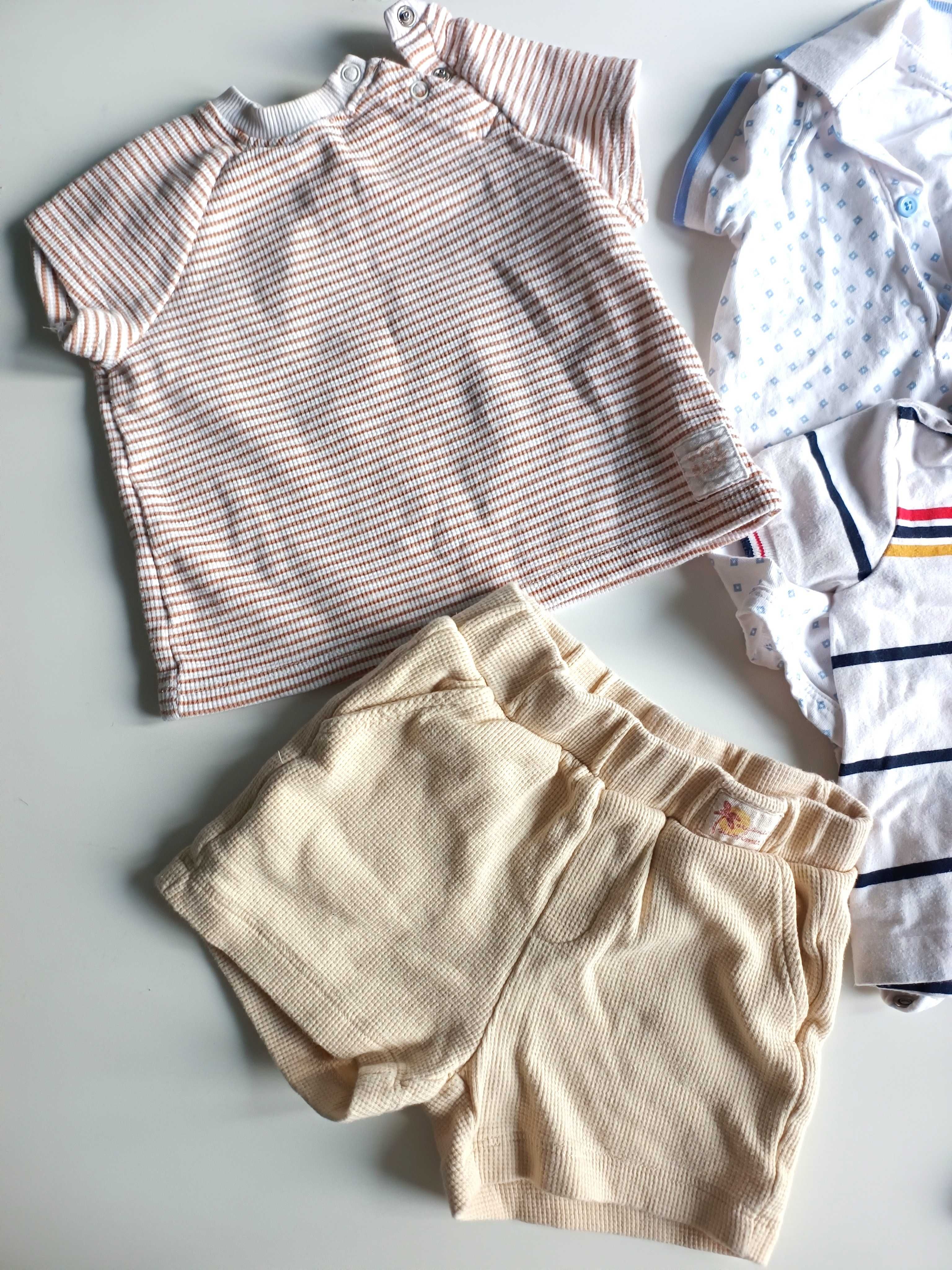 beżowe białe body z krótkim rękawem chlopiece letnie eleganckie 74 80