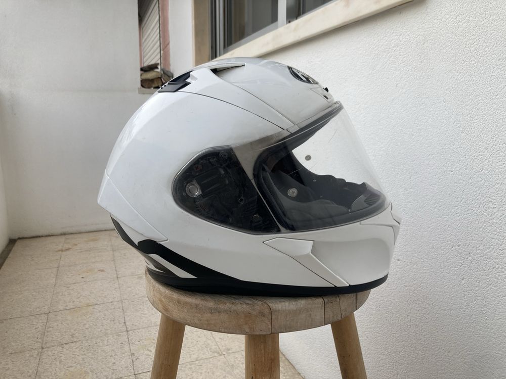 Capacete de mota branco, tamanho M
