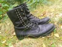 Czarne skórzane muszkieterki glany buty botki Lasocki workery 39