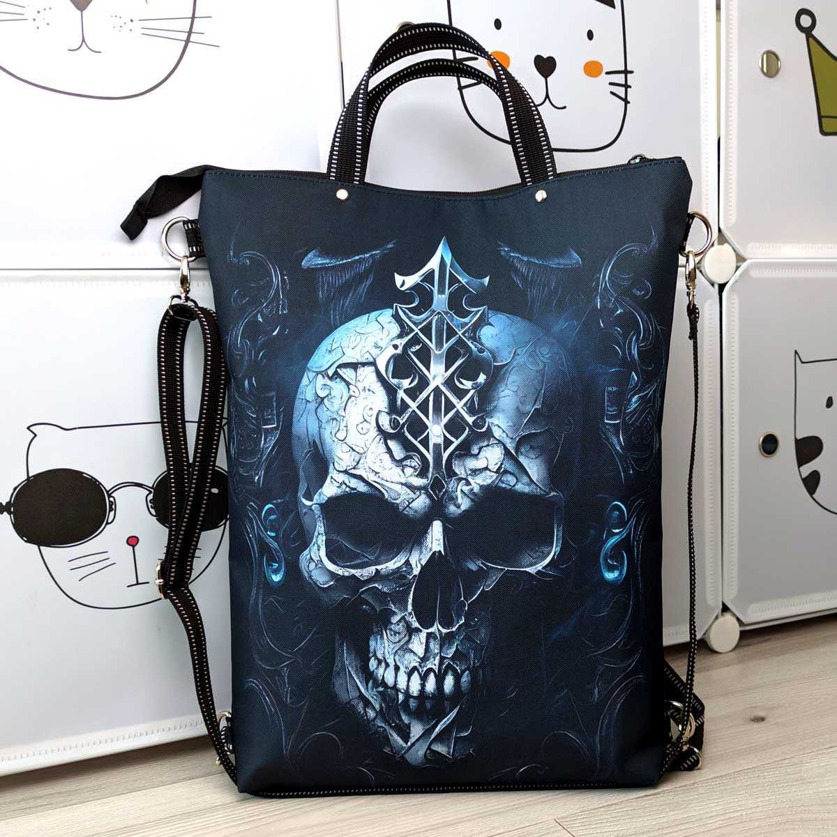 Torba-plecak wodoodporna Czaszka Heavy Metal handmade