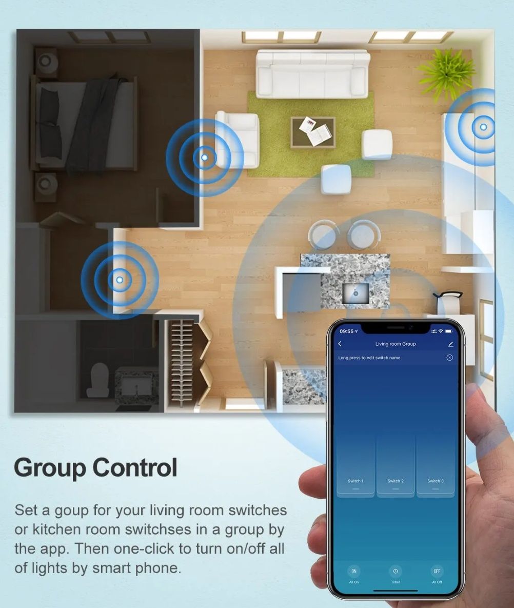 Новий Перемикач світла WIFI Smart Switch-123