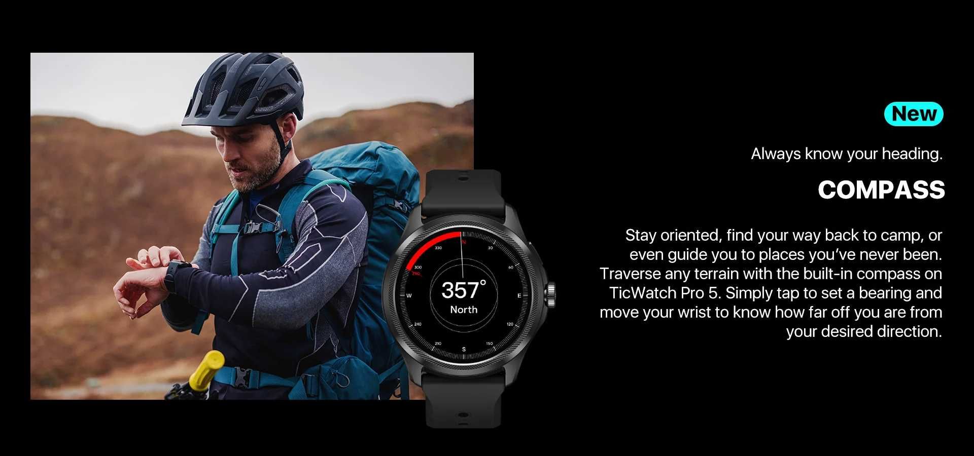 Смарт-часы Mobvoi TicWatch Pro 5 GPS (WH12088) Obsidian Black + стекло