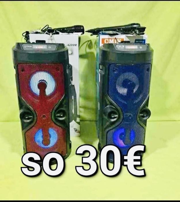 Coluna de karaoke 40cm altura com microfone