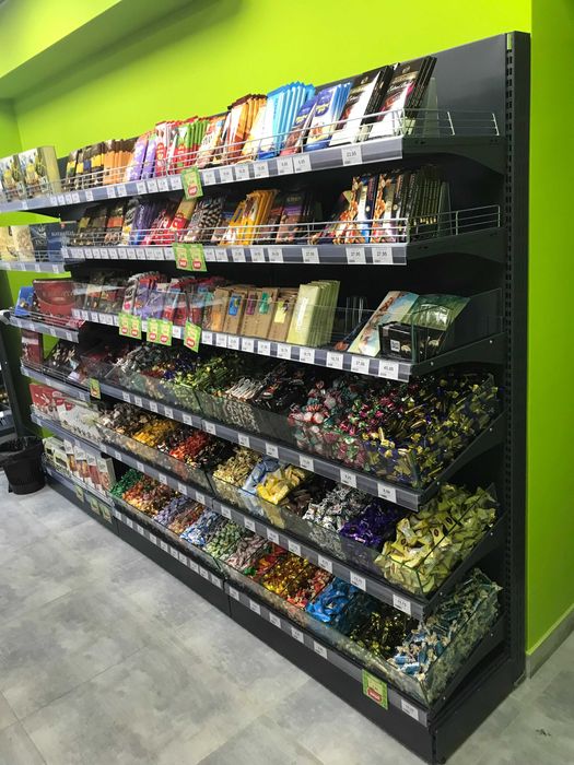 Торгові стелажі. Острівні. Для овочів, для хліба, кондитерські. Гачки