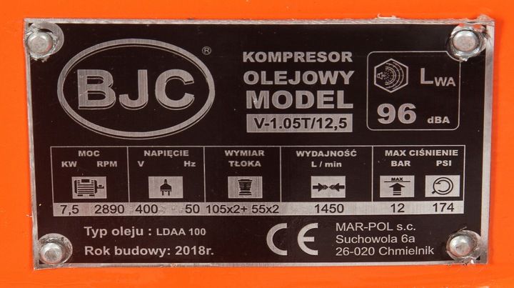 KOMPRESOR BJC 350L 12 bar 200L 300L 500L Zestaw