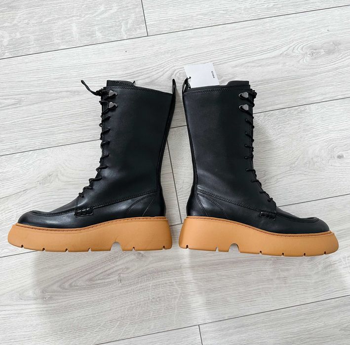 Чоботи з високою халявою та платформою mango жіночі трендові