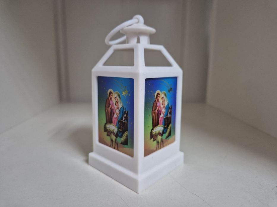 Lampion led witraż z motywem religijnym święta rodzina