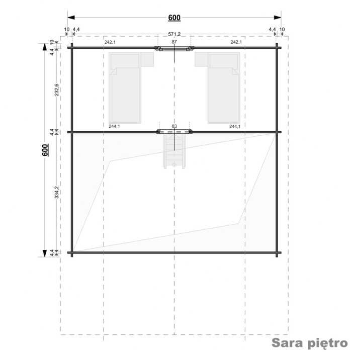 Drewniany domek letniskowy Sara 32 + 22 m2 - ROD, ośrodek wypoczynkowy