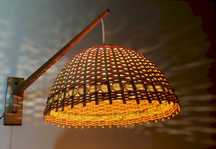 Kinkiet skandynawski, ratan, mid-century modern, lata 60.