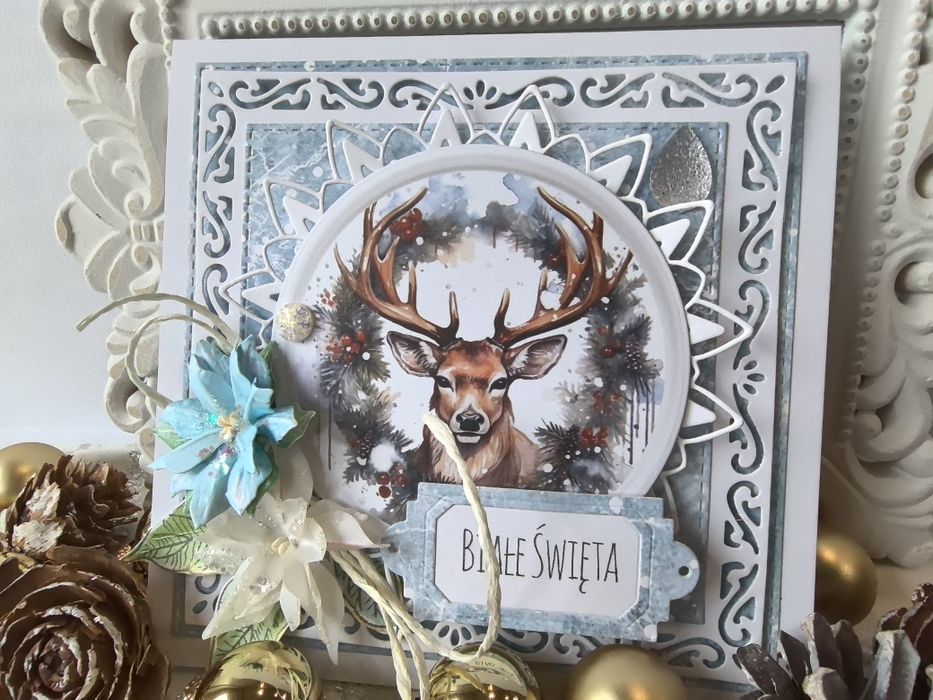 Ręcznie robiona kartka bożonarodzeniowa  w pudełku