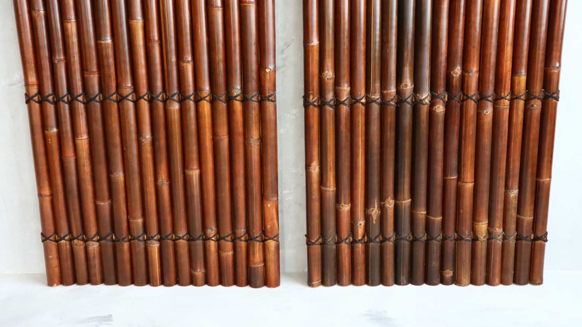 Panel ogrodzeniowy bambusowy, połówki bambusa, czarny bambus 220x100