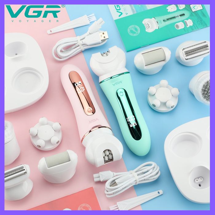 ‼️ Епілятор, депілятор  VGR 5 в 1 V-751, 5 насадок. Рожевий, зелений.
