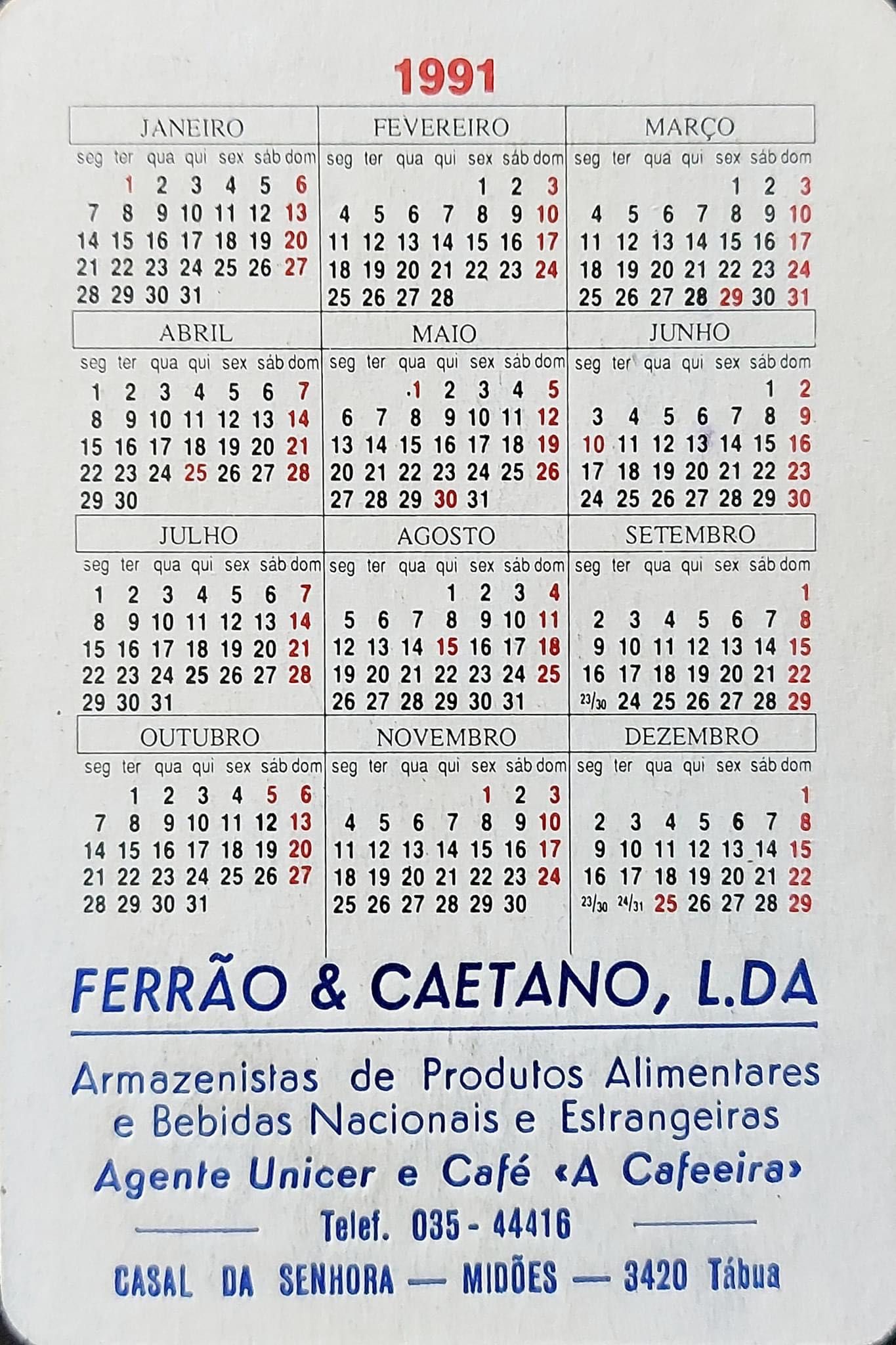 Calendários de Bolso
