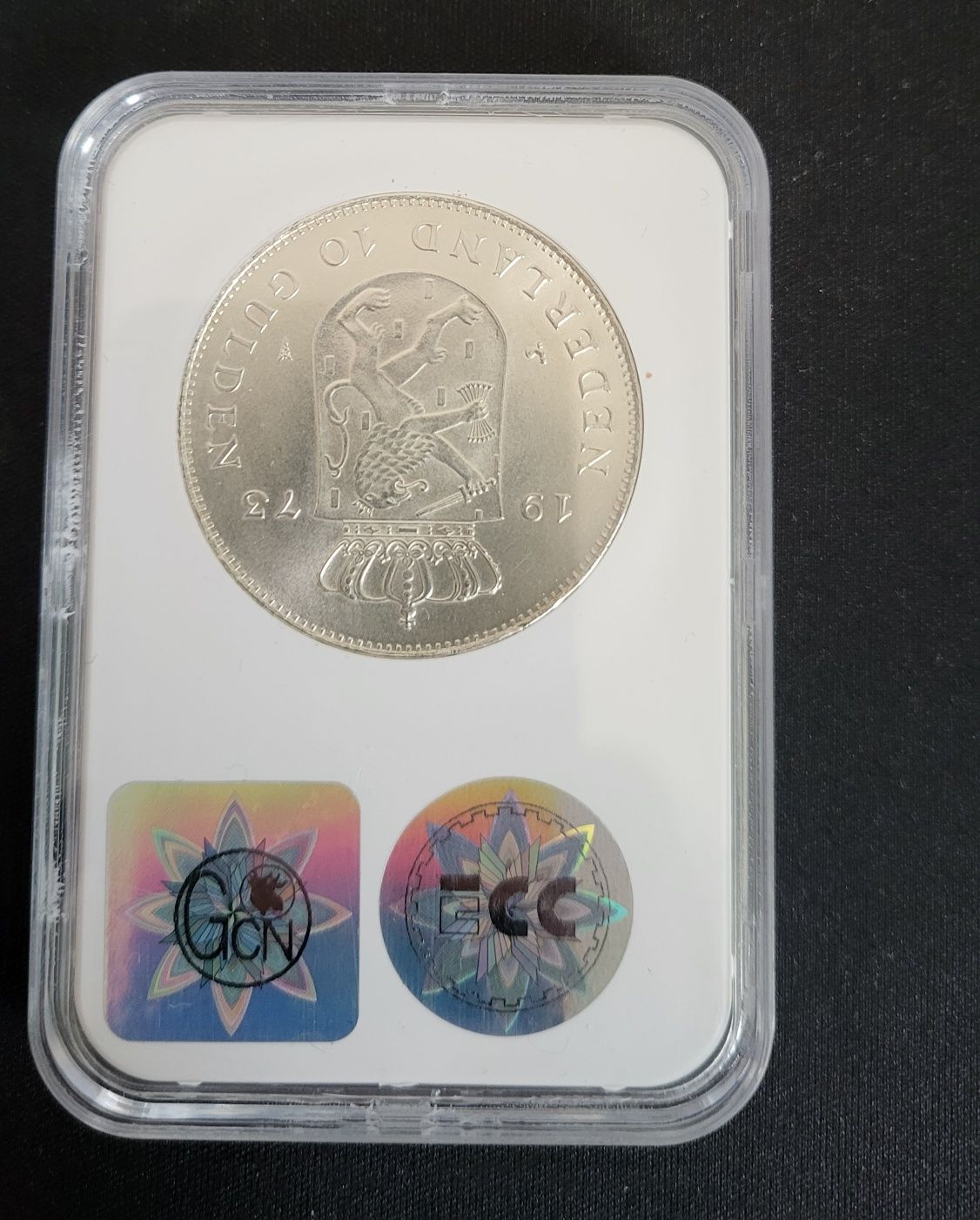 10 guldenów , Duża srebrna moneta w gradingu