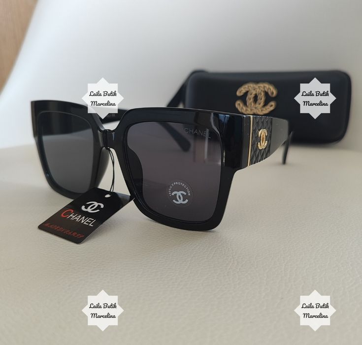 Okulary przeciwsłoneczne damskie czarne Chanel Channel Coco CC UV400