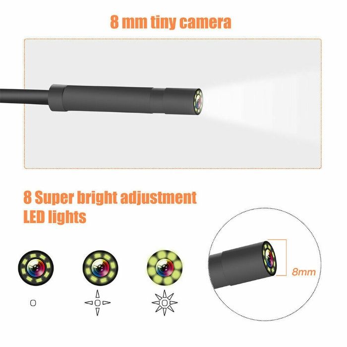 Indústria Endoscópio Inspeção Borescópio Câmera 8 LED R