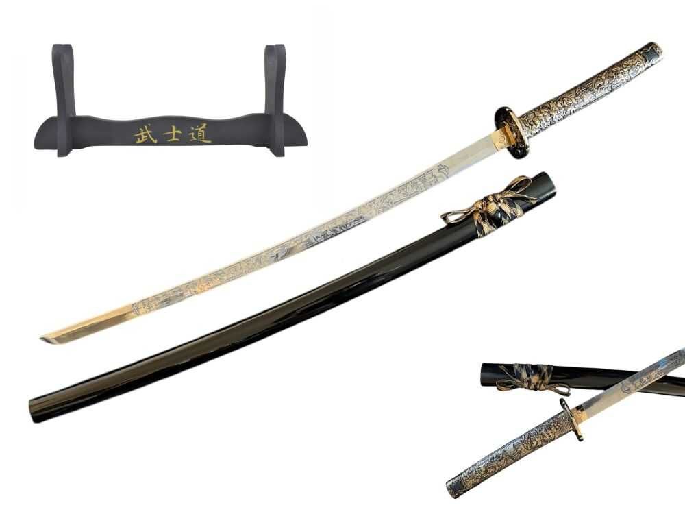 grawerowana katana JAPOŃSKA MASAMUNE ODA miecz samurajski 180 +STOJAK
