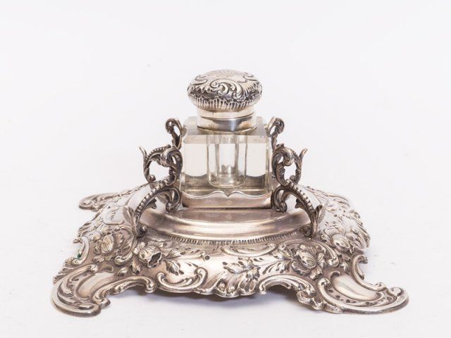 Tinteiro antigo em prata