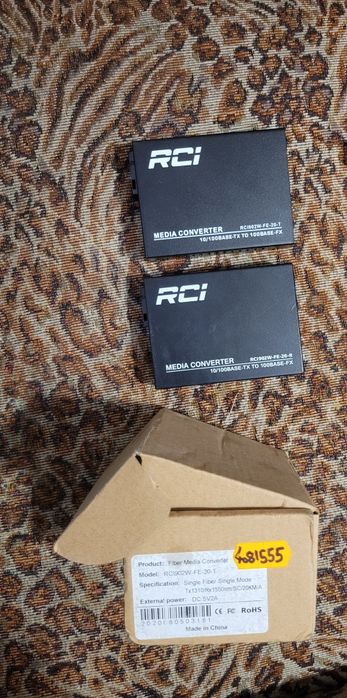 Пара медіаконвертерів RCI RCI902W-FE-20 (TX + RX) — оптоволоконні, 100