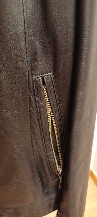 Casaco de couro genuíno Preto