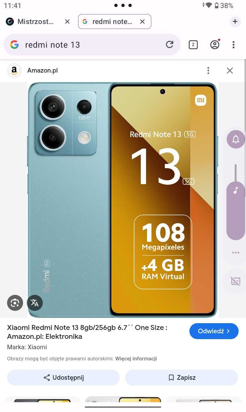 SUPER telefon redmi note 13 5G. Pamięć 8/256 gb