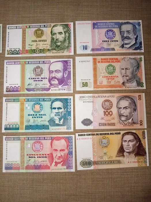 PERU 12 Notas 9 NÃO CIRCULADAS 8 da mesma Série 1 não, 3 em BEM CONSER