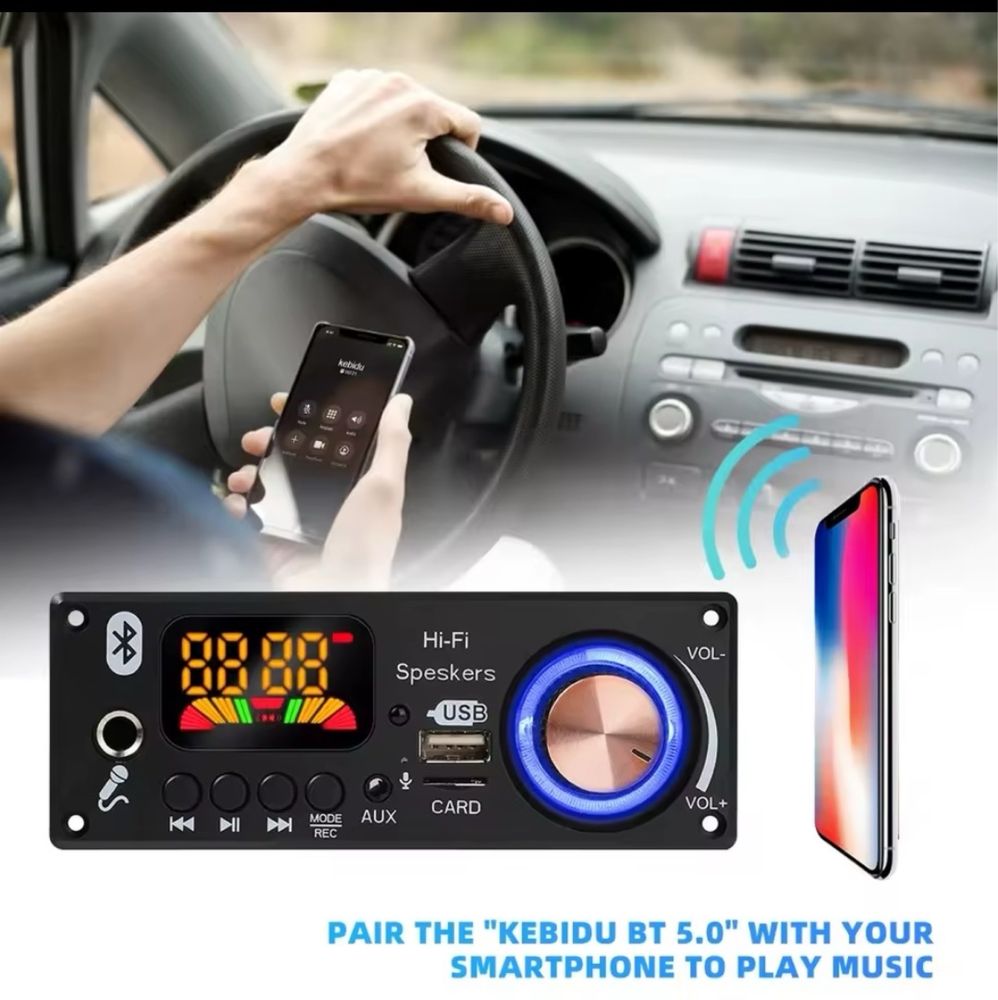 Мр3 декодер Bluetooth 5,1. Радио, флешка, микрофон 6,5 мм.Проигрывател