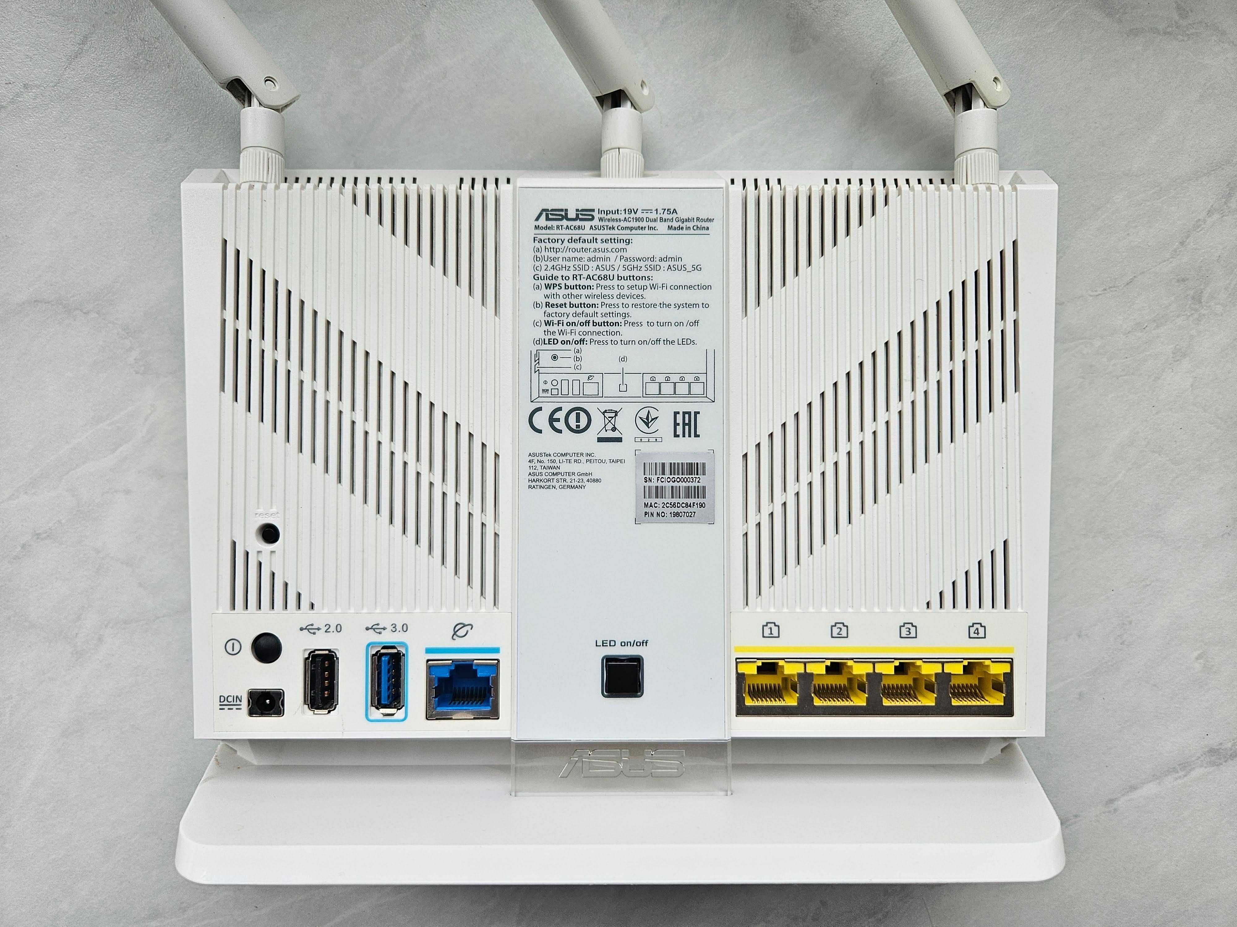Роутер Asus RT-AC68U (AC-1900). Швидкість до 1900 Мбіт/с. Білий
