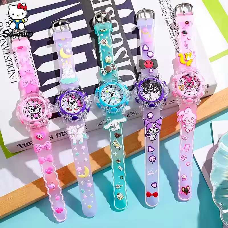 Cinnamoroll wodoodporny świecący zegarek dla dziecka Sanrio Kawaii