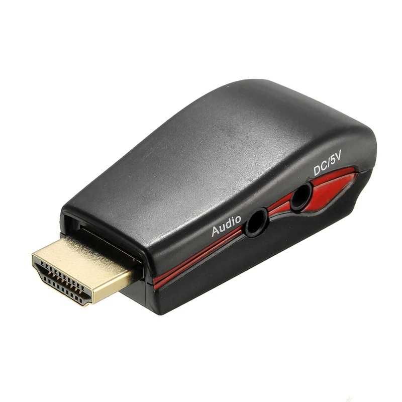 Conversor HDMI para VGA + Audio S/ ou C/ Alimentação p/ PS3, PS4, XBOX