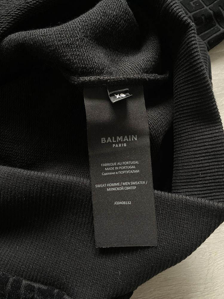 Balmain czarna bluza z aksamitnym monogramem XS