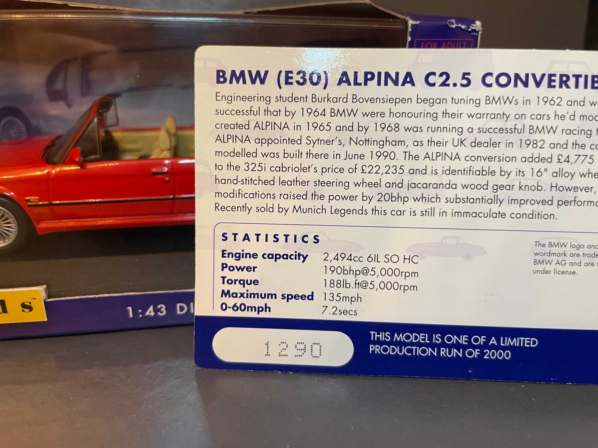Bmw Alpina E30 Convertible, corgi Vanguards, 1:43, 1290/2000