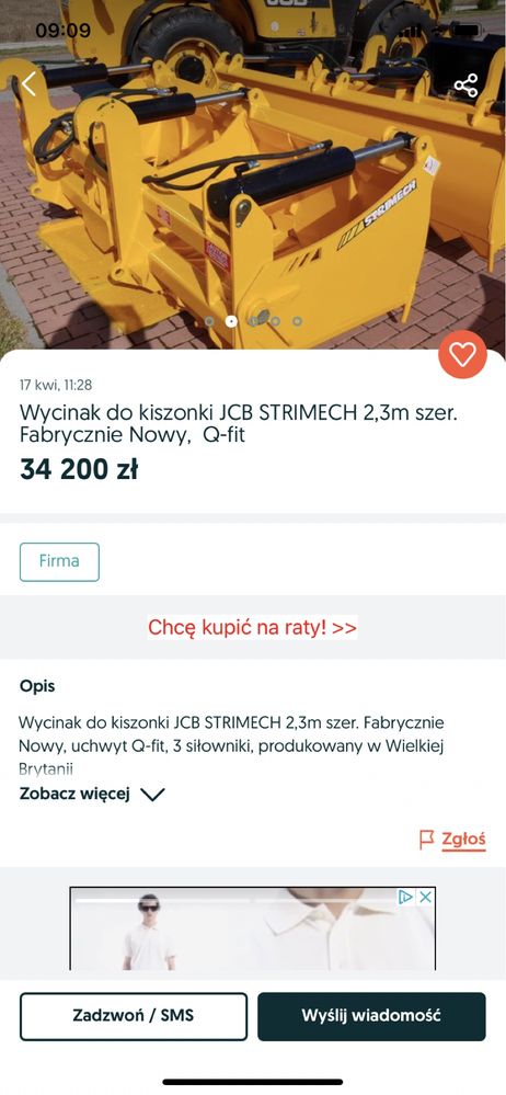 Wycinak szczękowy STRIMECH - do JCB 230cm - trzy siłowniki