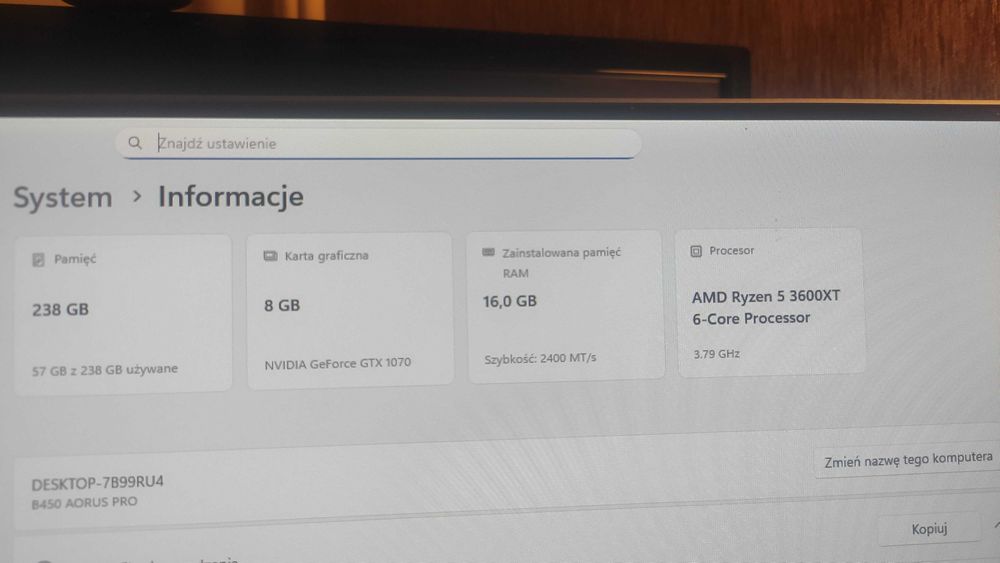 Komputer Gamingowy Ryzen5 3600XT/16GB RAM/GTX 1070 stacjonarny do gier